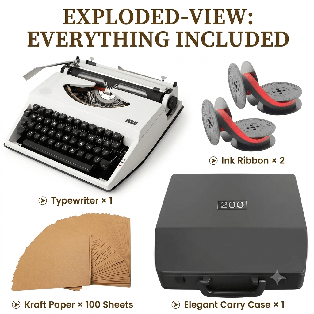 1980s Feiyu 200 Classic Manual Typewriter - Authentic Restored Collector's Piece - Heritage Keys Studio